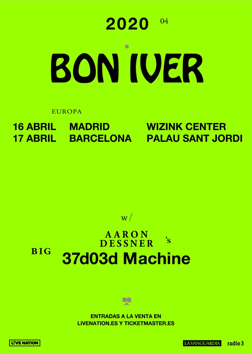 Confirmado: Bon Iver anuncian conciertos en Madrid y Barcelona para abril de 2020.
mainstage.es/bon-iver-actua…