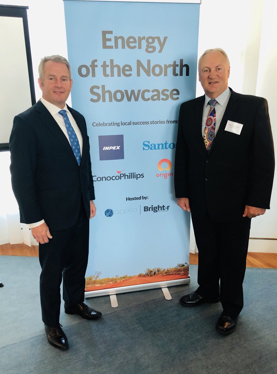 SteveEdgoMLA's tweet photo. The ‘Energy of the North Showcase’ event at Parliament House, #Canberra today. There were many stakeholders at the event and I was fortunate to catch up with the Deputy Vice President of Corporate Coordination at @inpexaustralia, Mr #BillTownsend for a chat about the industry. https://t.co/TUdi49xmuo
