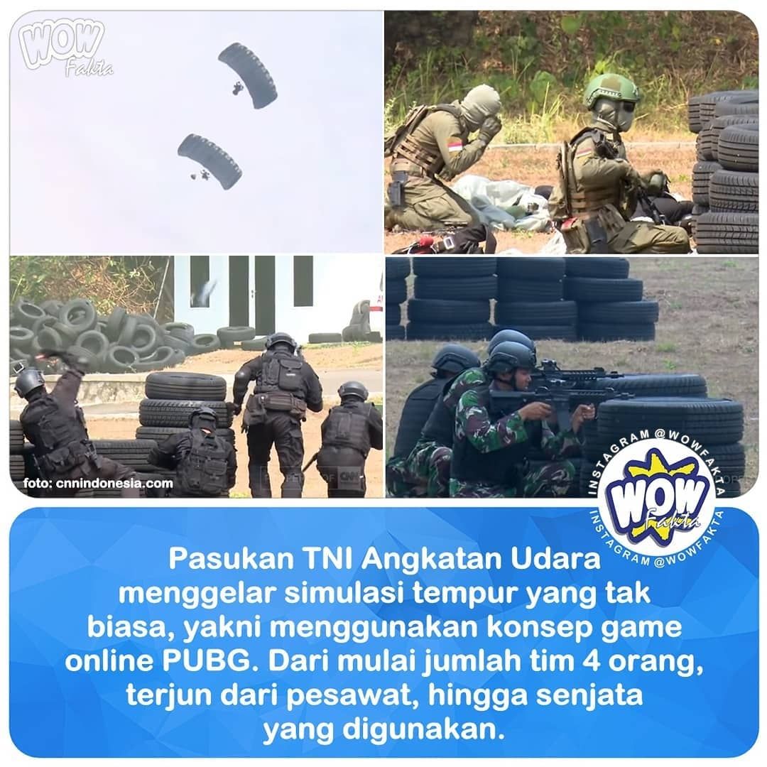 kontenwow's tweet photo. Satuan Bravo 90 Korps pasukan khas TNI Angkatan Udara, menggelar simulasi tempur ala gim daring, Player Unknown's Battlegrounds, atau PUBG. Paskhas TNI AU juga memberikan pengetahuan serta simulasi kepada...
.
.
https://t.co/D1MAuoWtTB
.
. https://t.co/ciUOKJDfaG