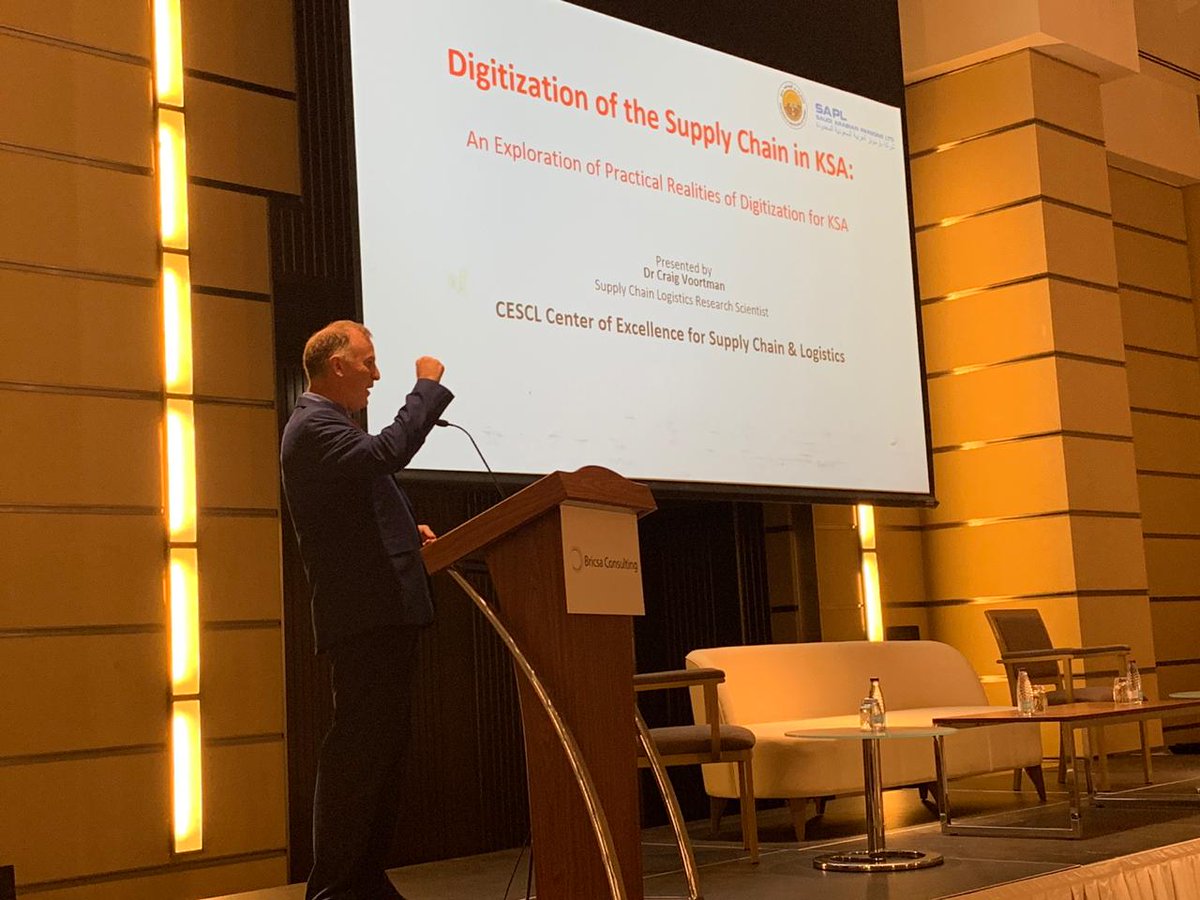4thTransFreight's tweet photo. Dr. Craig Voortman - Supply Chain Logistics Research Scientist, @CESCL_KSA shares his views on the Digitization of the Supply Chain in KSA region at the 4th Annual Saudi Transfreight &amp;Logistics 2019 event hosted by @BricsaConsultin in Riyadh, KSA
For info: https://t.co/OR5mtsWy6O https://t.co/sbWyT4LxO3