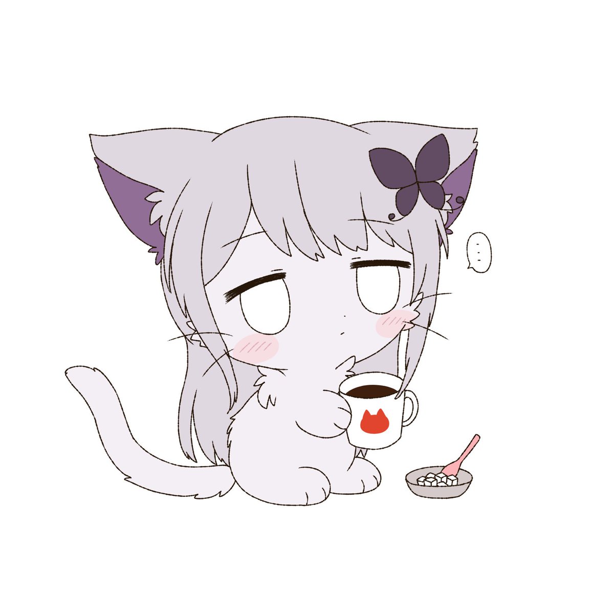 cat animalization cup closed eyes no humans white background holding cup  illustration images