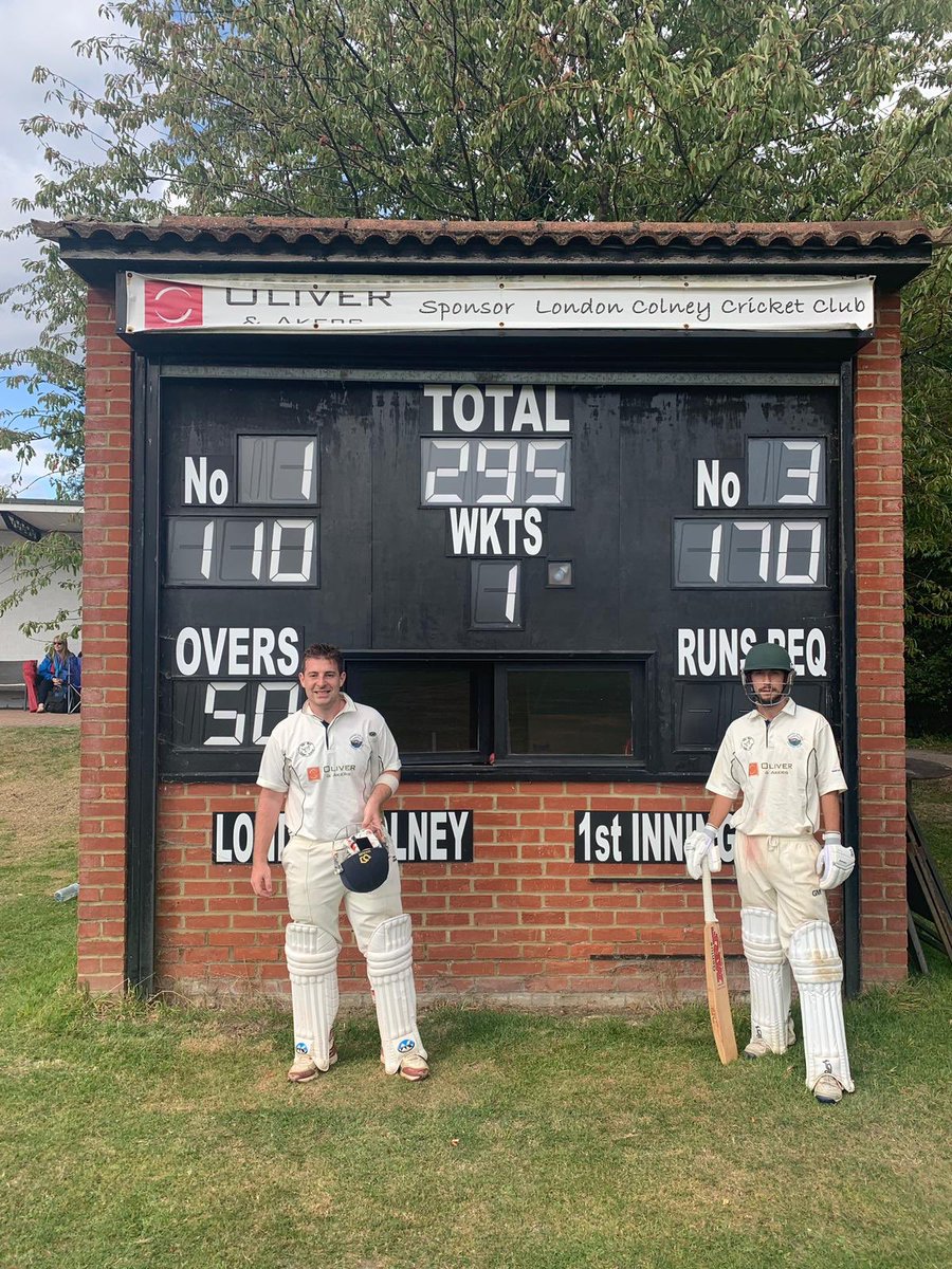 LondonColneyCC's tweet photo. Colney 1st XI clinch promotion in the final game of the season against Radlett 3rd XI. With a 70 run win with Colney posting 297 - 1 @RickyZeiderman 110* &amp; Carl Frame 170* in a record unbeaten 290 run stand. Congratulations 🍾🍾 https://t.co/47xiSXFrIL