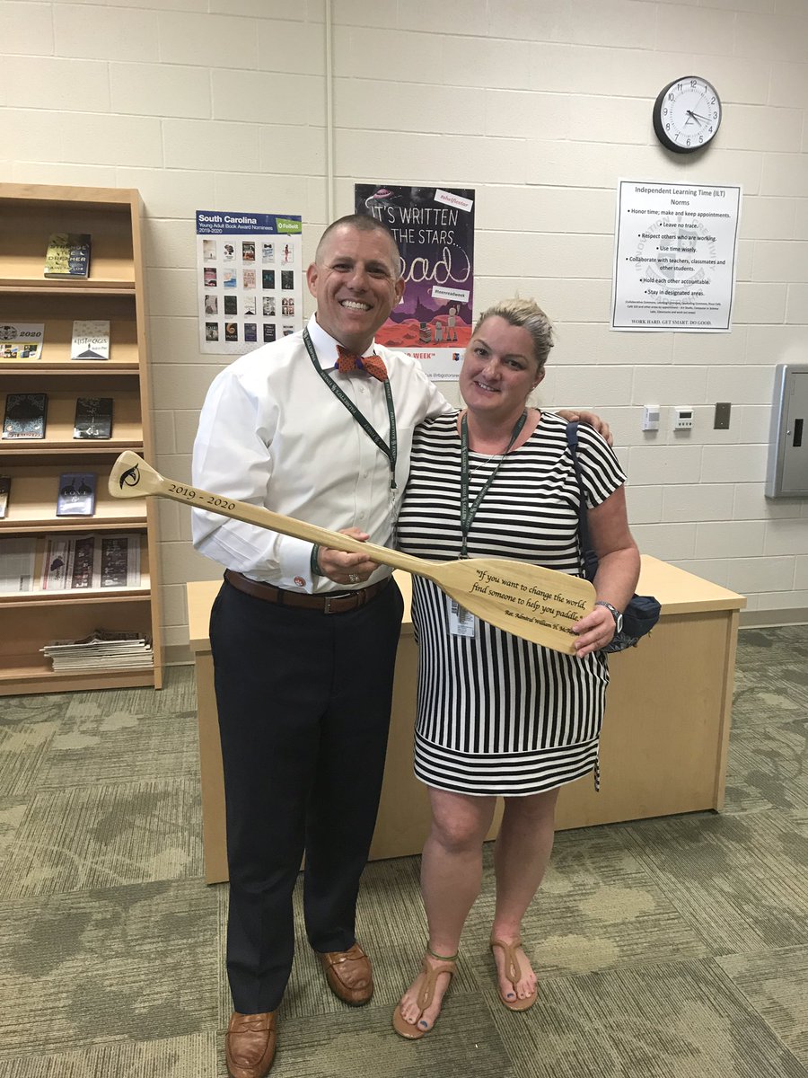 LucasClamp's tweet photo. Honored to Pass the Paddle this month to Amy Price for going above and beyond for our students @RBHSGators #envision2020RB https://t.co/eUBUDvMnZy