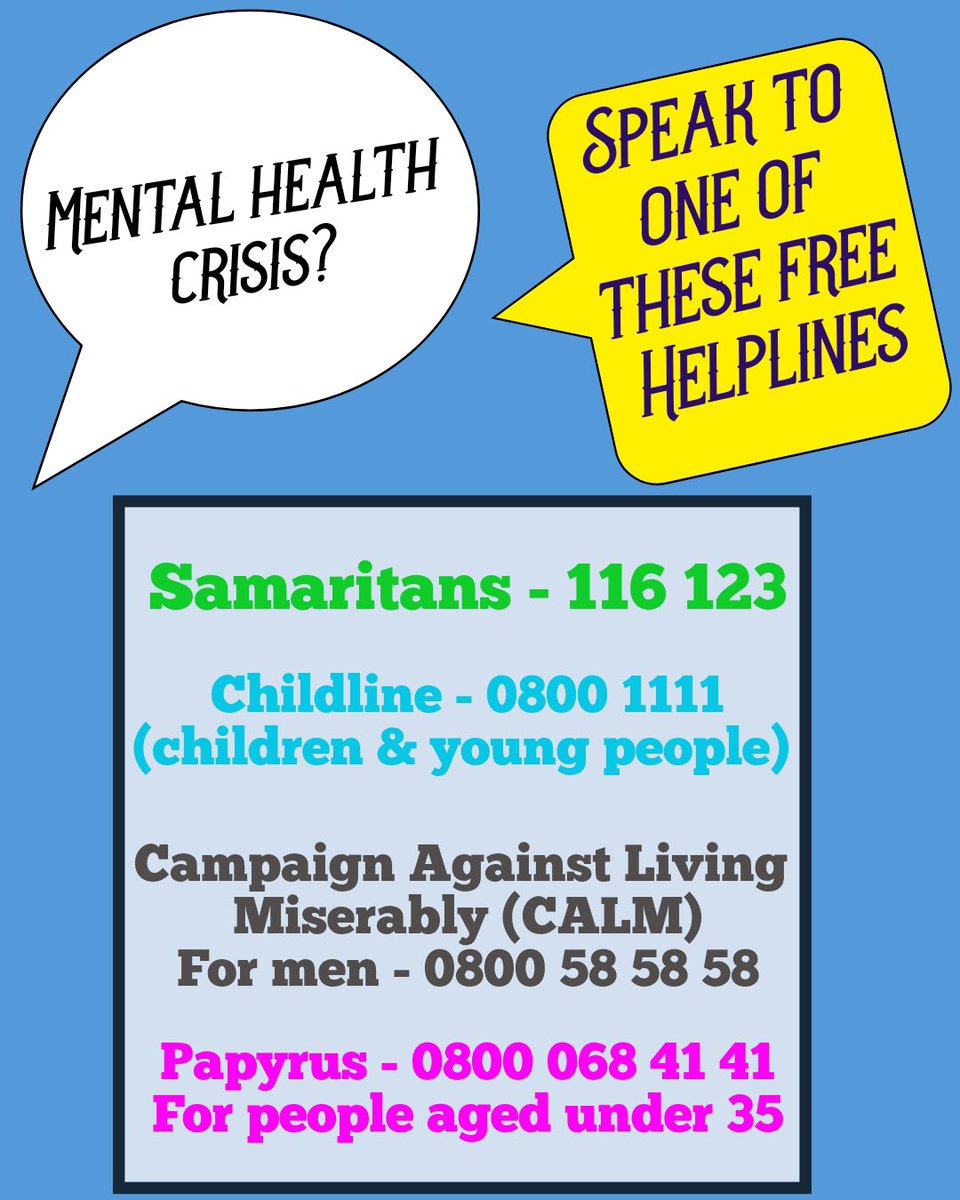 #WSPD2019  if you need to speak with someone or if you know someone who will benefit from speaking to someone here are a list of numbers to call #LetsTalk <a href="/nelft/">North East London NHS Foundation Trust (NELFT)</a>