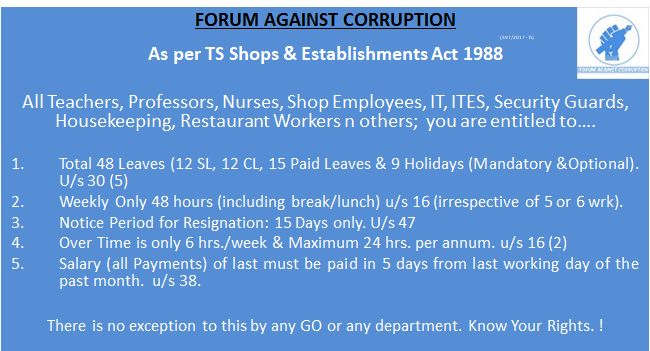 VijayGopal_'s tweet photo. Plz RT and Know Your Rights; Summarized Below: @FACHyderabad @IPS_TEJA  @AccentureIndia @CognizantIndia  All Others.! @chmallareddyMLA https://t.co/rp0WcgEV7d