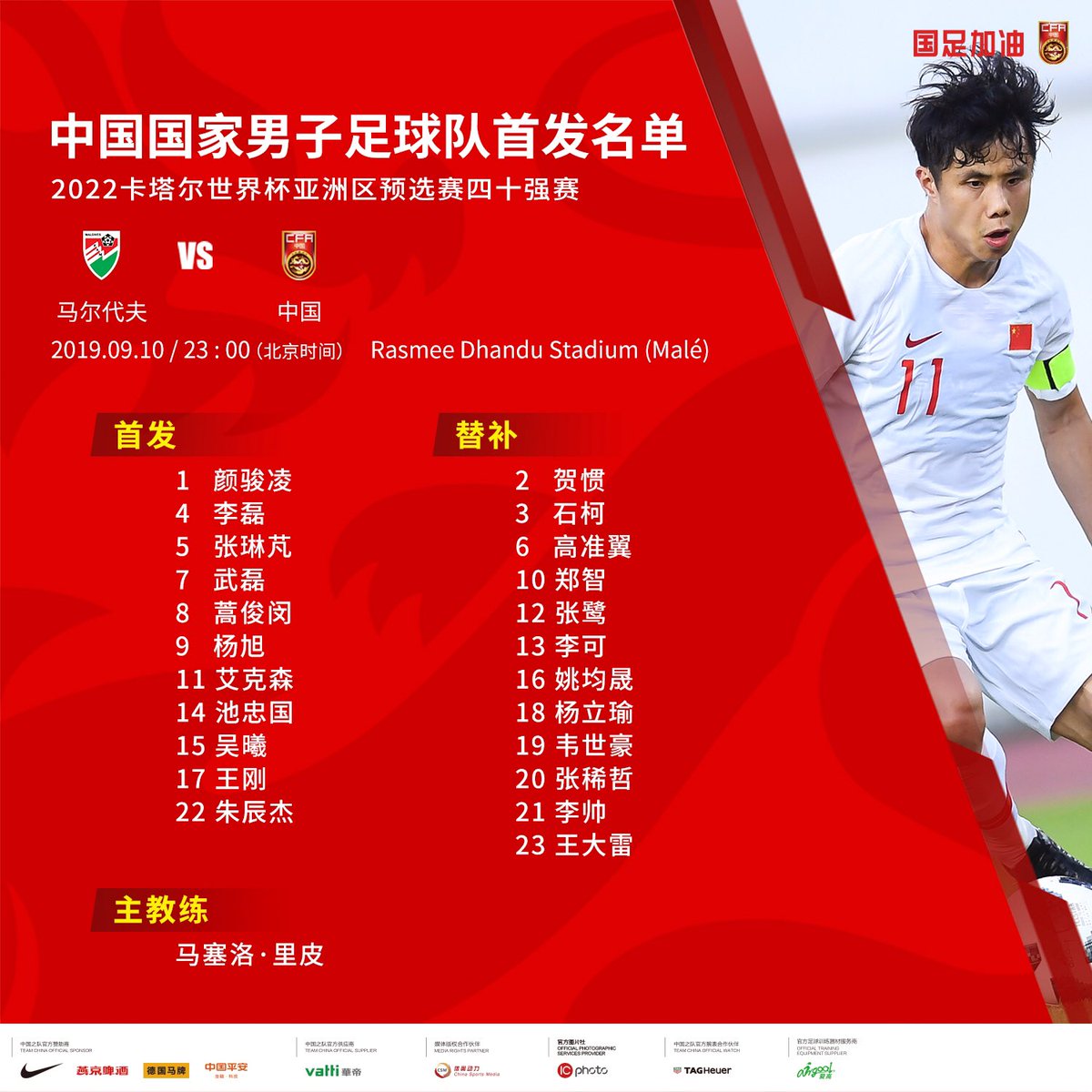 #AsianQualifiers 
#TeamChina🇨🇳 
Start List !