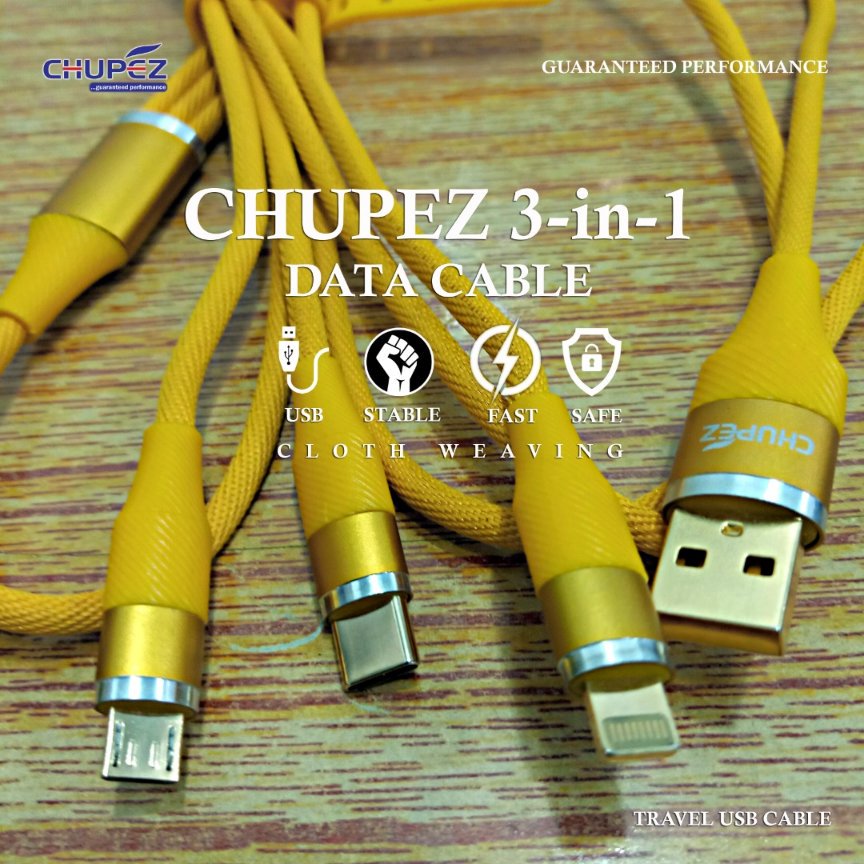 ChupezNg's tweet image. It doesn't matter the charging interface your device has, CHUPEZ 3-in-1 Cable is all you need....

SAFE, FAST, HANDY!
#chupez #3in1cable