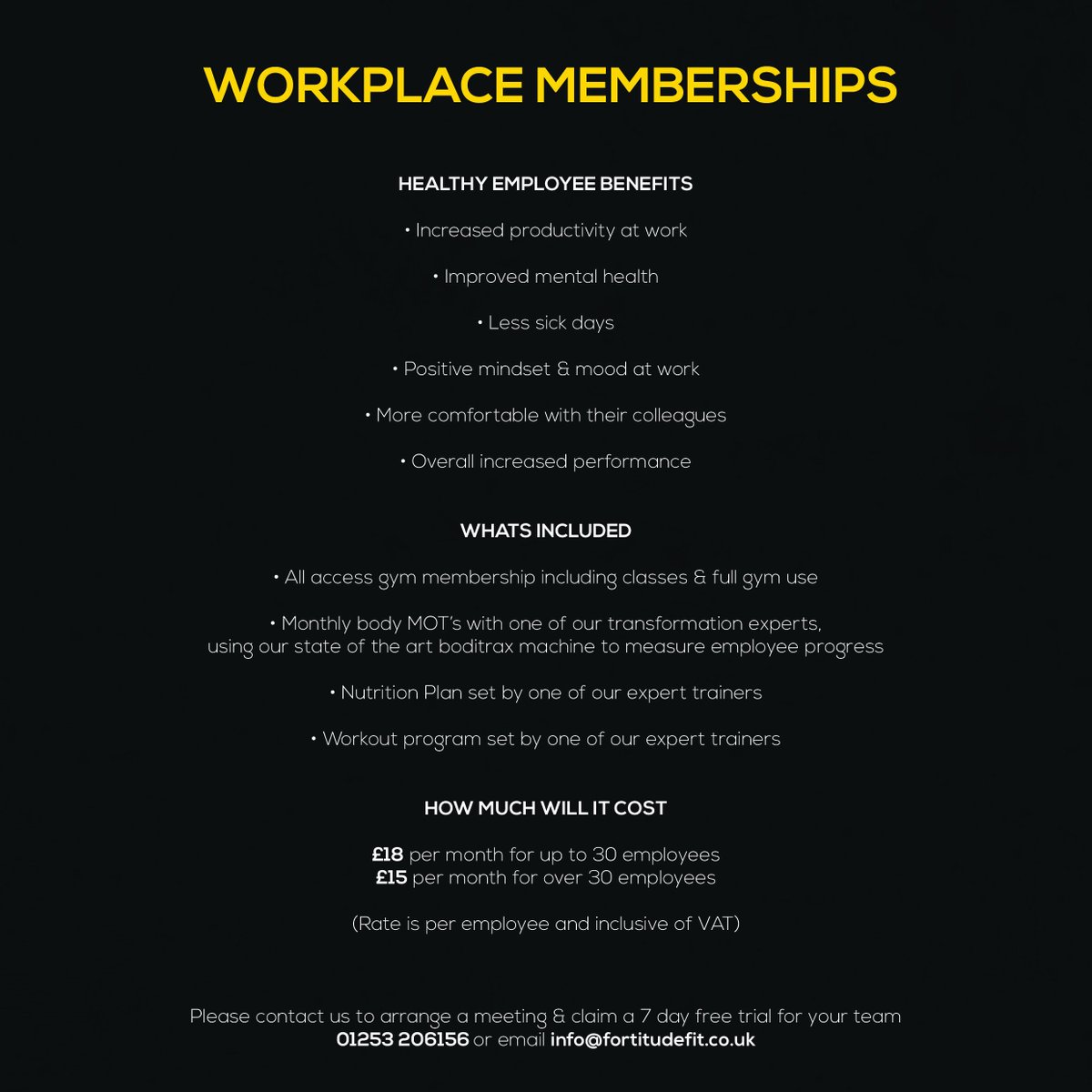 FortitudeFit's tweet photo. ⭐️ INTRODUCING WORKPLACE MEMBERSHIPS ⭐️

The perfect incentive for employees 🤩

If you’re a business owner or an employee of a business you think would be interested, message us to find out more 📲 https://t.co/SV8hzpsJwg