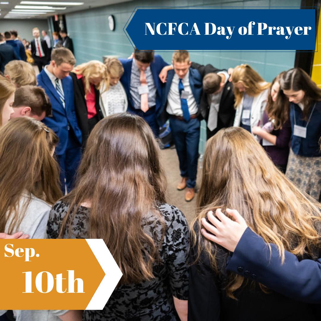 NCFCA's tweet photo. Each year on the second Tuesday in September, NCFCA starts the new season with a day of prayer for the families, students, league and club leadership, community judges, facility contacts, partner organizations and the operational tasks of the league. Join us as we #PRAYitforward https://t.co/rftPdqD6gx