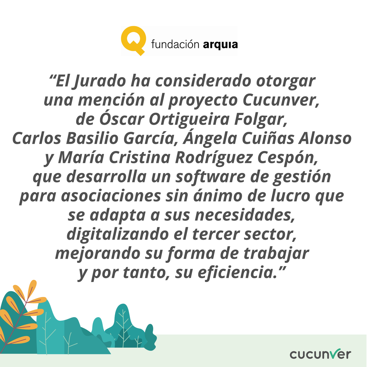 cucunver's tweet photo. Muchas gracias a la @FundacionArquia por la mención y enhorabuena a @Liight_es ¡Tenéis un proyecto maravilloso! https://t.co/XHvInUdPej #asociaciones #federaciones #software #startup #emprendimientosocial https://t.co/R0EDSk21aD