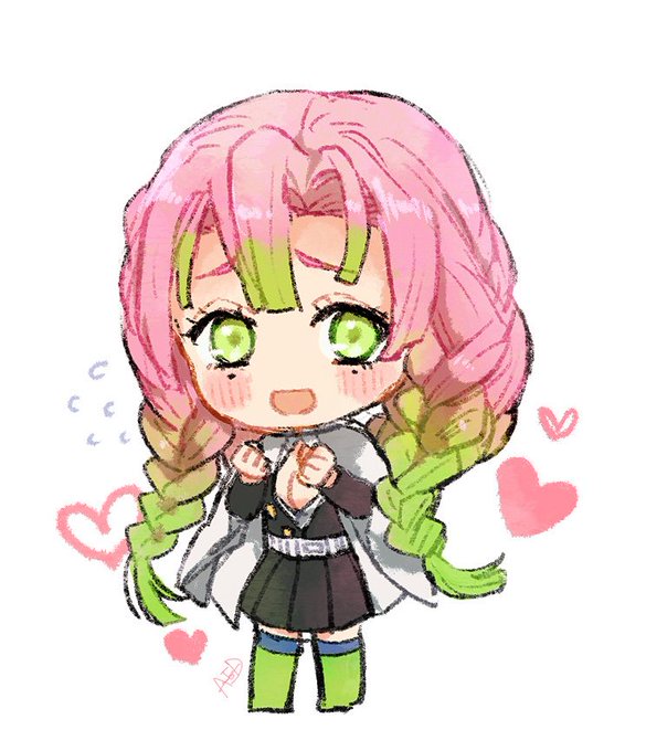 AEDさんがTwitterに投稿した甘露寺蜜璃(鬼滅の刃)のイラスト。