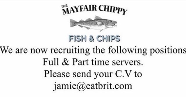 Calling all service staff, we are now recruiting! #RecruitingNow #Recruitment #JobSearch #JobSearching #NewTeam #Waiters #Waitress #ServersLife #WaiterLife #WaitressLife #Restaurant #TheCity  #TheCityOfLondon #MayfairChippyCity #London #Aldgate #TheMinories #FishAndChips #Br…