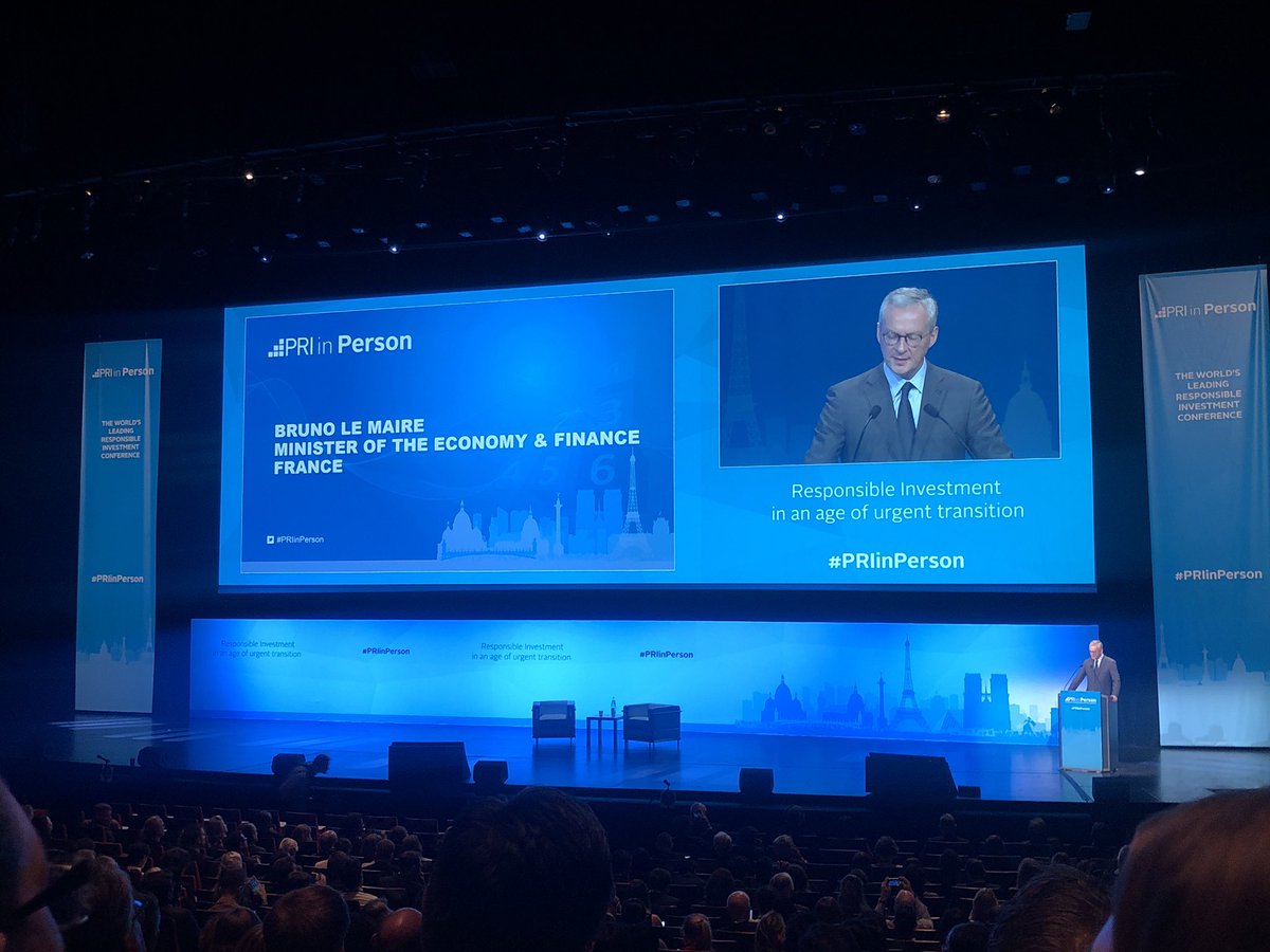 “We may well be the last generation with an opportunity to act; thereafter, it will be too late. We need a new economic model. We need a new form of capitalism based on sustainability and social equality.” <a href="/BrunoLeMaire/">Bruno Le Maire</a> #PRIinPerson
