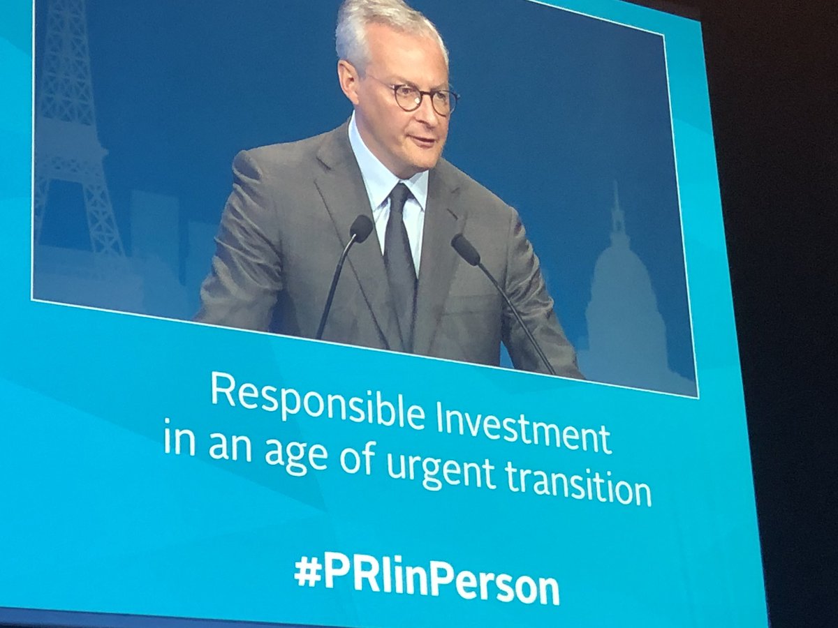 Responsiblecap's tweet photo. Youth wants new economic model and new capitalism. Delivering will be key to combatting rise of populism globally: Bruno Le Maire #PRIinPerson https://t.co/DgowCJcBCA