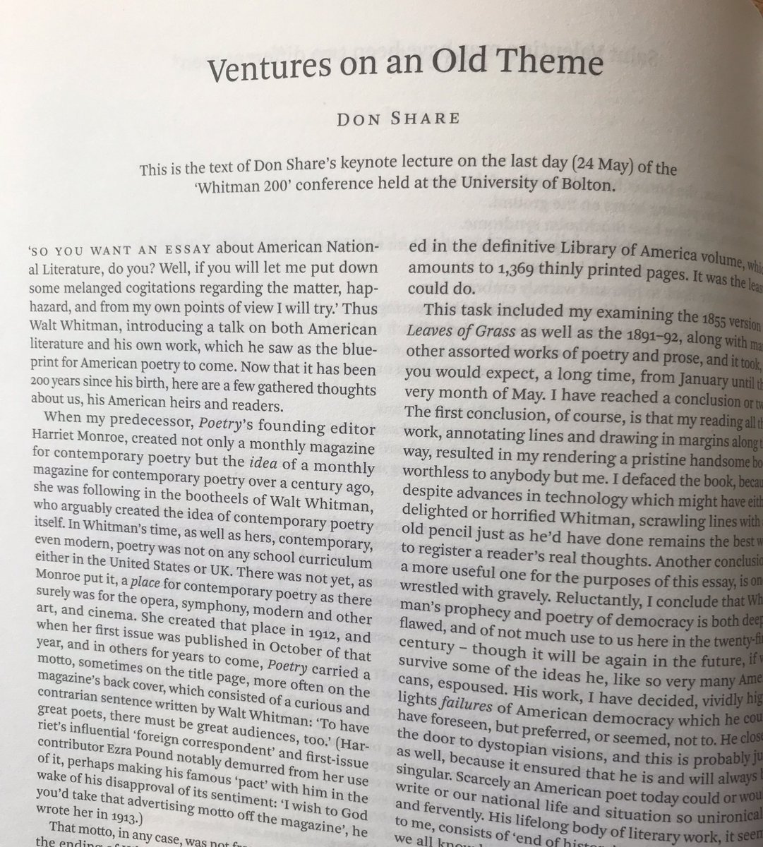 PN_Review's tweet photo. The full text of Don Share's keynote lecture at the @Whitman200 Conference held earlier this year in Bolton https://t.co/R5drfUe2Xb