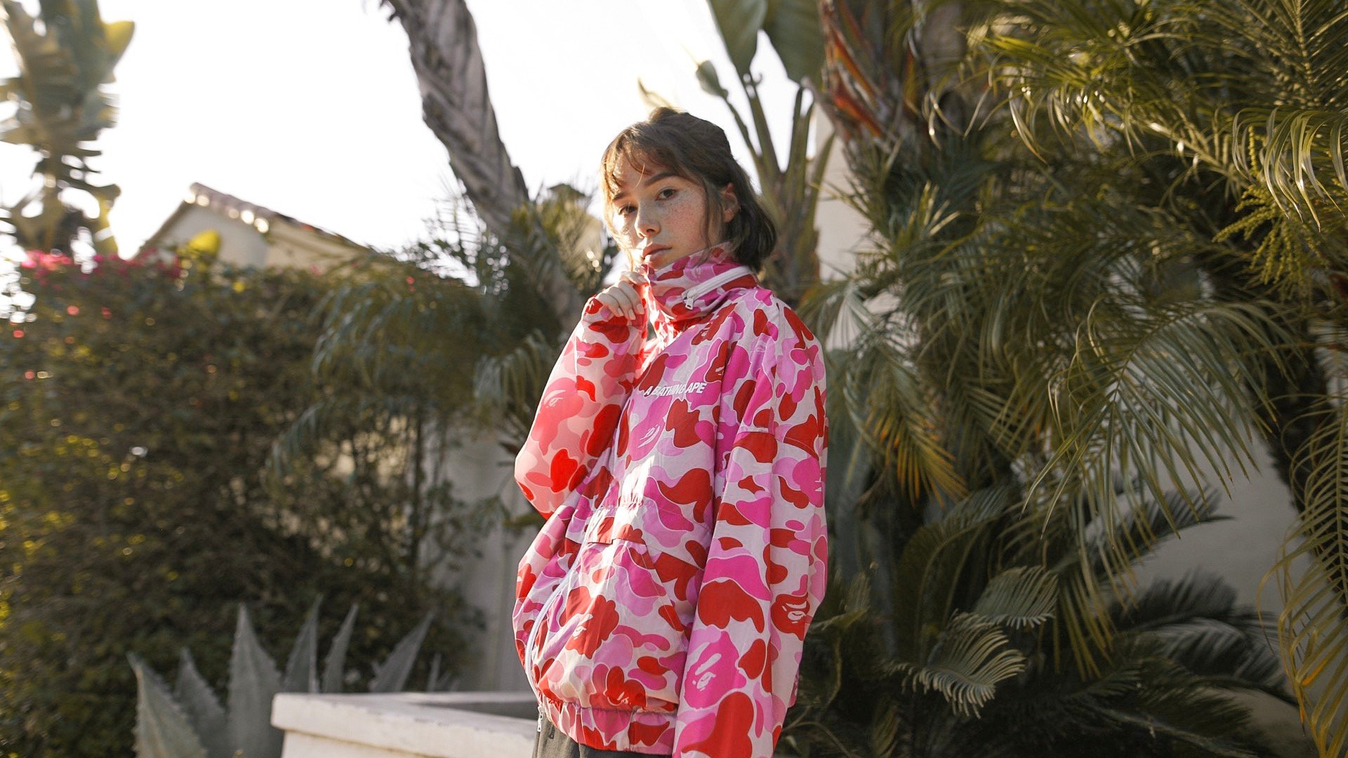 Pink camo cropped jacket sale