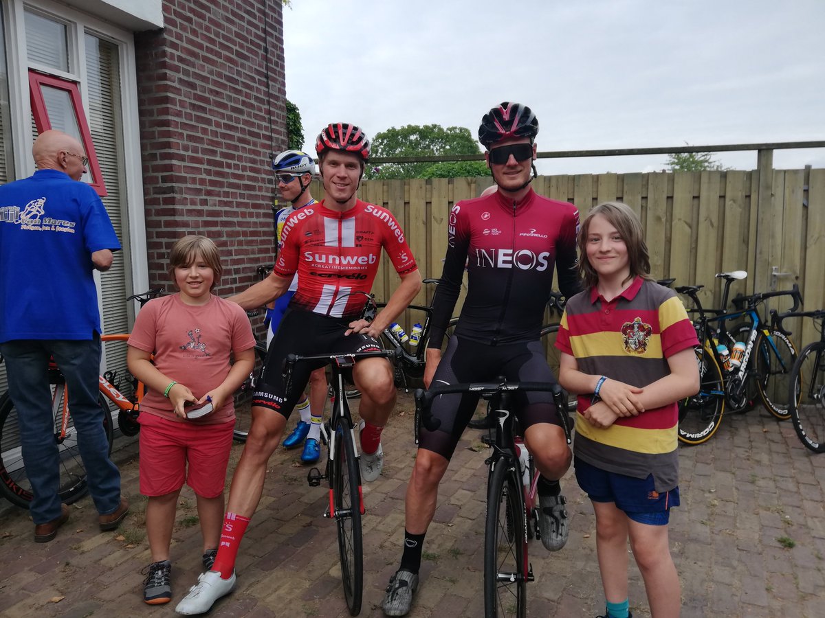 The boys are looking forward to welcoming <a href="/ceesbol1995/">Cees Bol</a> &amp; <a href="/DylanvanBaarle/">Dylan van Baarle</a> to their hometown of #Kendal today as the <a href="/TourofBritain/">Lloyds Tour of Britain</a> storms into town! They met them <a href="/mijlvanmares/">Mijl van Mares</a> in the summer &amp; even met Dylans' Oma! 

#OVOToB @TeamINEOS @TeamSunweb #cycling