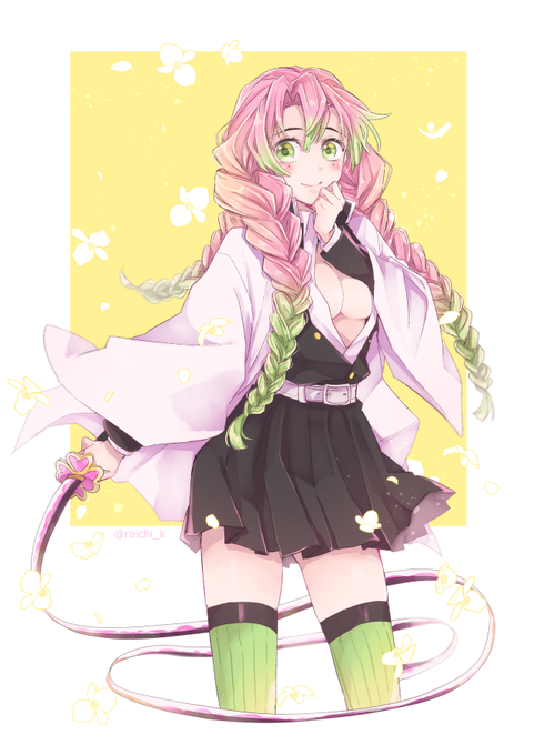 らいち🌸さんがTwitterに投稿した甘露寺蜜璃(鬼滅の刃)のイラスト。