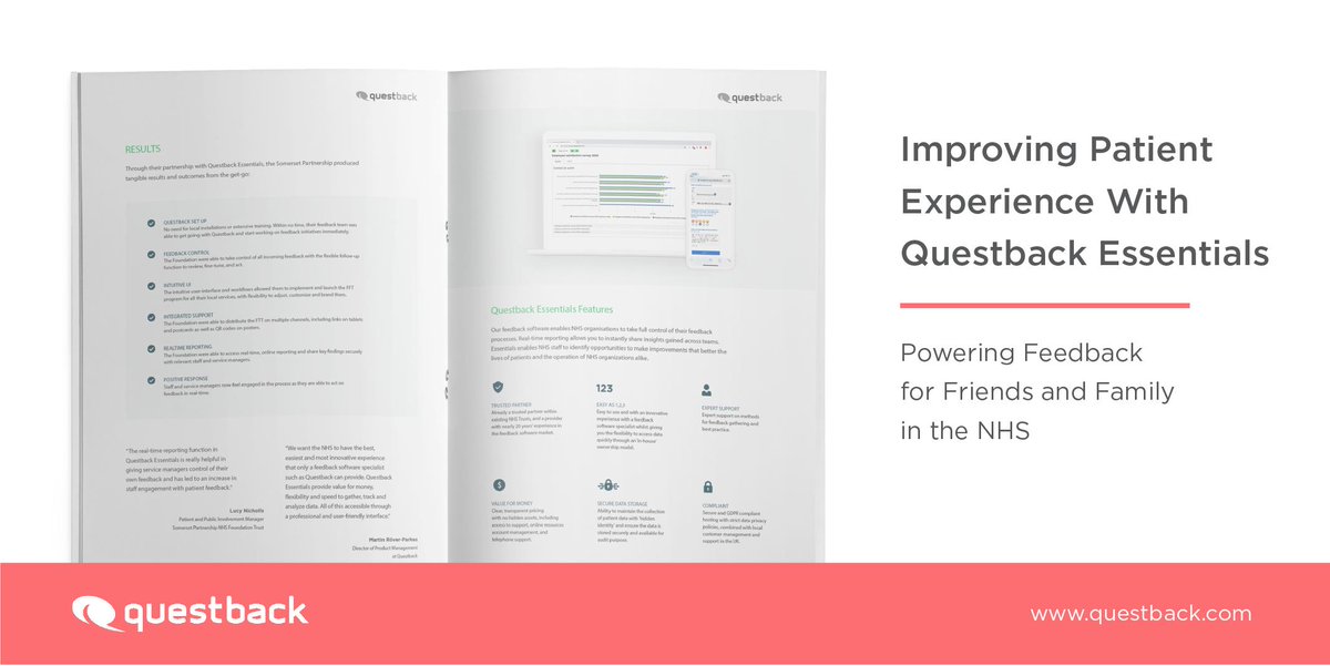 QuestbackUKNHS's tweet photo. Understanding the patient #experience in real-time. Download our new @Questback #Essentials brochure to learn how to securely and cost-effectively gather and act on patient insight URL https://t.co/54UHVtmBb5 #feedback https://t.co/63u0GBVtUb
