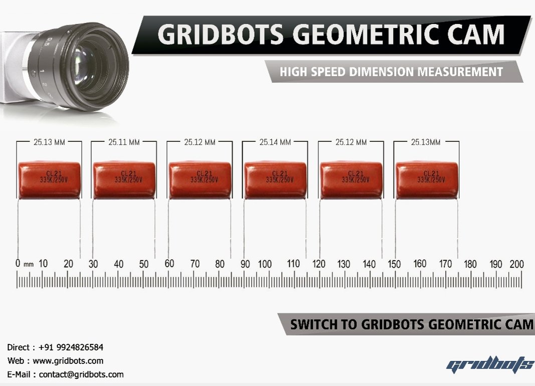 gridbotsPR's tweet image. Gridbots Geometric Cam - High Speed Non Contact Measurrment Systems.
Call +919924826584  or drop us a mail for more info - contact@gridbots.com
 #dimensionmeasurement #zerodefect  #industry4 #machinevision #measurement #qualitycontrol #manufacturing #qualityassurance #capacitors