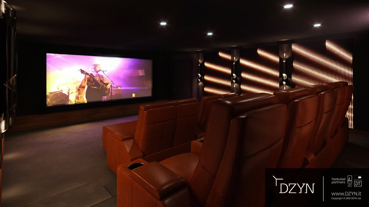 DZYN_it's tweet photo. Cinema Room – LW-C0005-D0001
Wall panelling and minimal columns maintain a sophisticated look to the room with additional lighting available via wall lights on the columns... with @lightwalls @DT_Screens @Barco_Resi 
Read more: https://t.co/zFtZ4F5x7w
#DZYN #designinspiration https://t.co/A9ic2ULWhb