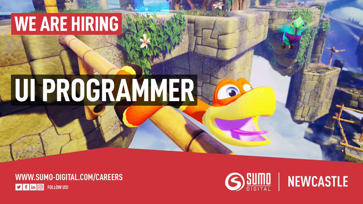 SumoDigitalLtd's tweet image. We are looking for an experienced UI Programmer with an interest in developing in-game and frontend UI for AAA games projects to join our team at #SumoNewcastle!

Apply today:
jobs.lever.co/sumo-digital/1…

#GameJobs #CodeJobs