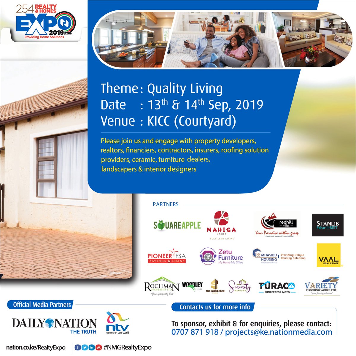 ntvkenya's tweet photo. Join us this weekend the 13th and the 14th to experience QUALITY LIVING at the KICC Courtyard. #254Realty #TrueandTimeless #turningonyourworld https://t.co/sBRuENi7wu