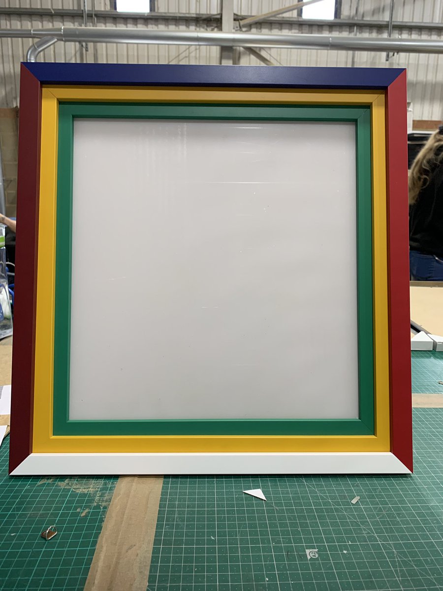 easyframeUK's tweet image. Love the story behind this framing job 😀the customer had won some money on the horses and the colours represent the silks the jockeys were wearing. #framing #custommadeframes #kempston #online #pictureframing