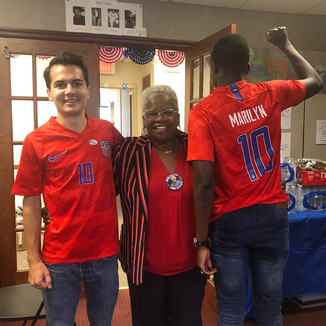 MMayor2019's tweet photo. Team Marilyn is playing to win!  Get out and vote for Line B today!  Polls open until 8 pm.  

#MarilynMooreForMayor #LineBforBridgeport #VoteToday https://t.co/EkctiXj9UZ