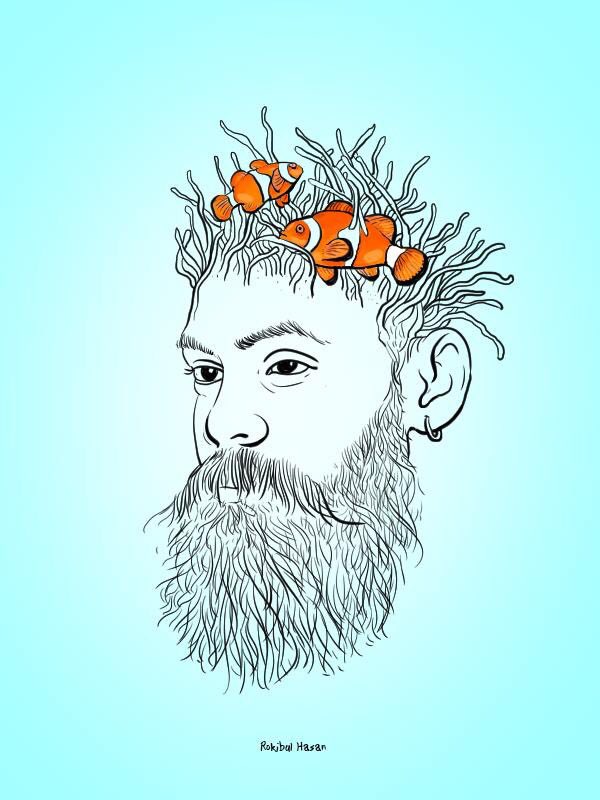 Rokib_visualart's tweet image. #selfportrait #Nemo #drawing #art #illustration2019 #beardman