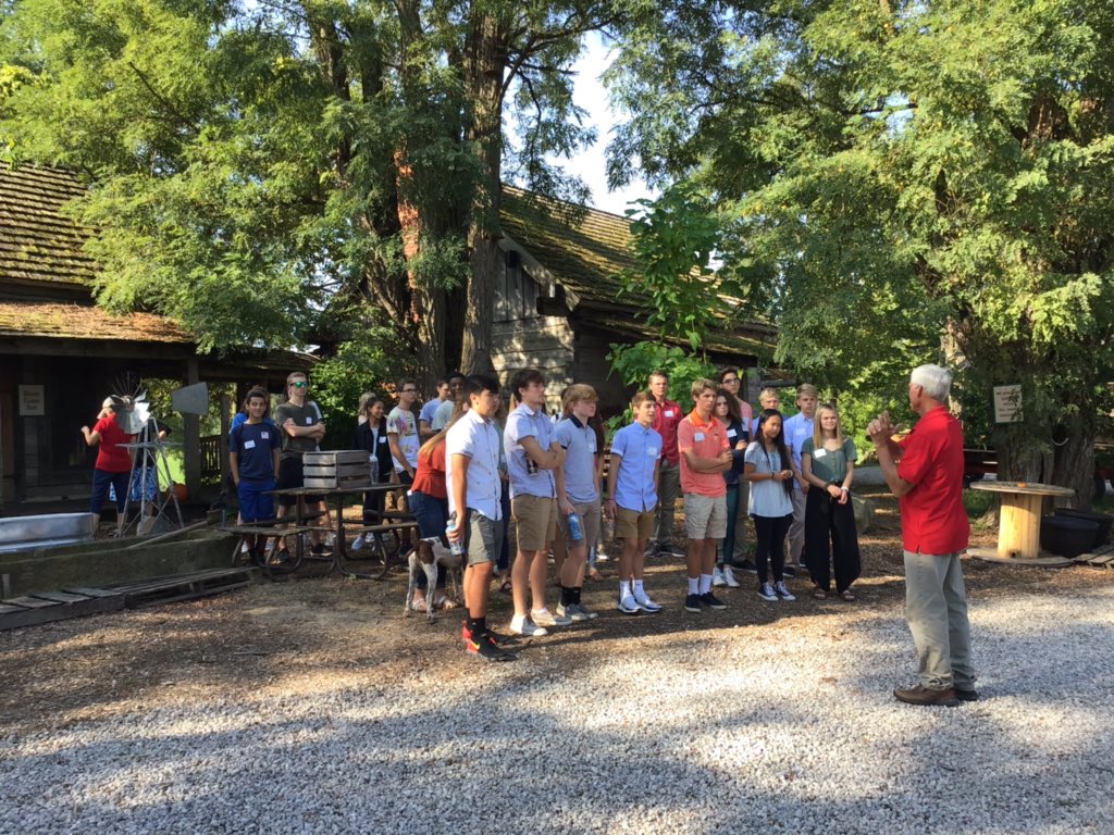 zchsee's tweet photo. BCKYLG learning how Dull’s received significant support (funds &amp; donated labor/materials) from Campbell Soup &amp; FFA to renovate the barn for educational purposes. Leaders get a tour with that education! https://t.co/3dmtj4Eqz0