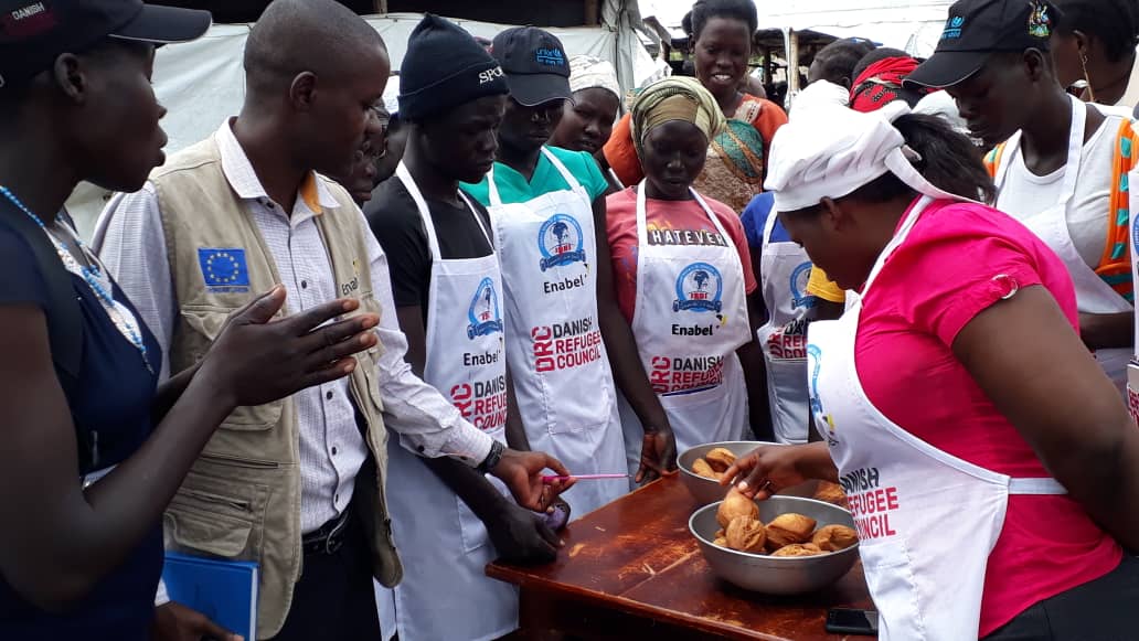 Refugees undergoing bakery training in Adjumani. Recent studies indicate 68% who complete trainings have been absorbed into the labour market.
