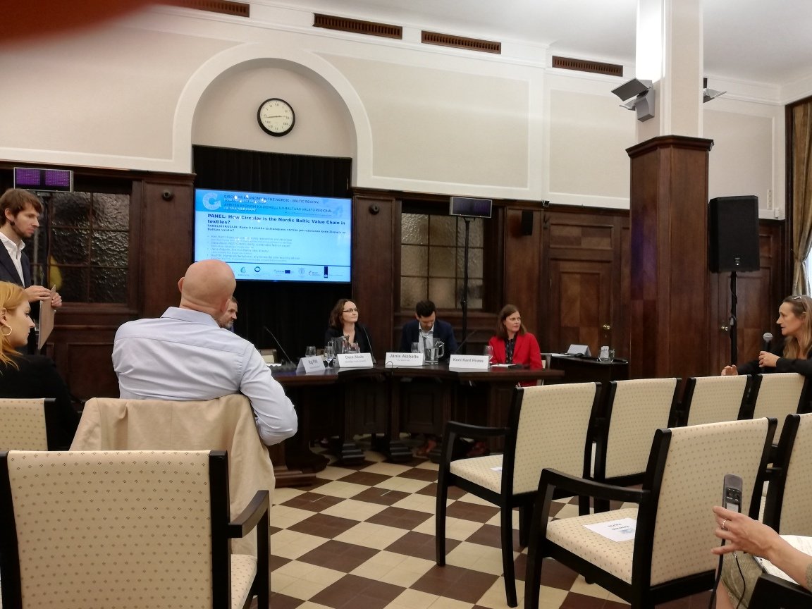 we should include the costs of recycling when setting the price for the sold products if we are to build a circular value chain. Circular economy in the Nordic-Baltic region conference continues. #circulareconomy #systainabletextilesEU