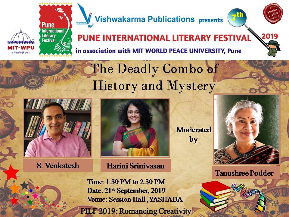 HSriniv12's tweet photo. Join us for a discussion on history and mystery at the Pune International Lit Fest @AuthorVenkatesh @tanushreepodder 

#PILFjadoo #writerscommunity #India https://t.co/ifiXmG6sac