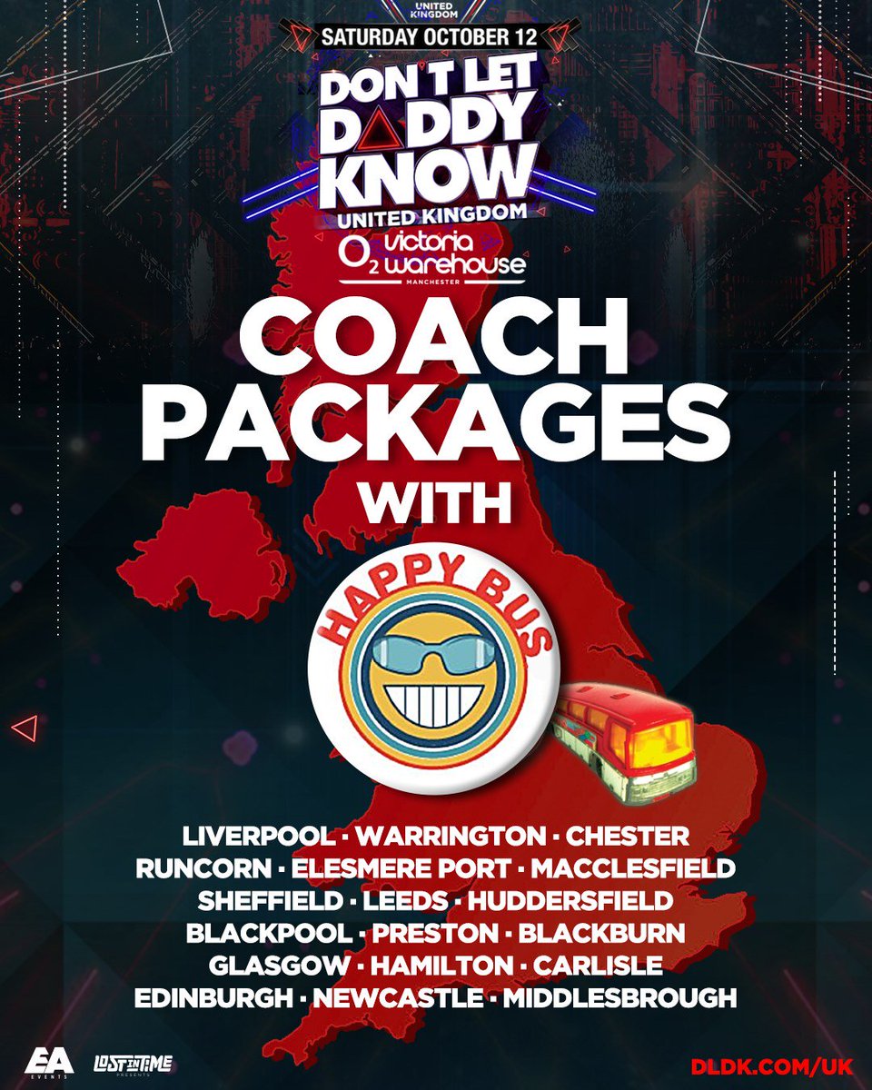 Have you booked your travel to and from #DLDKUK yet?

Limited spaces available for Coach travel to and from the event this October form all major UK cities. Contact Happy Bus now to book your spot! 

Get on board for #DLDKUK’s 5th Anniversary!