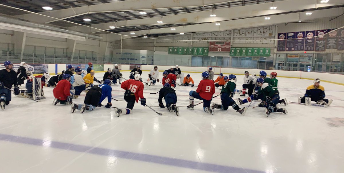 CCSUhockey's tweet photo. Day 1 of tryouts is in the books! ✅

The boys all came out buzzing today looking to secure a lineup spot as our season opener starts creeping over the horizon. 🌅

We’re back on the ice tomorrow morning at 6 AM sharp to keep it rolling! 🔱🔱🔱

#CCSUPuck #Treeouts #HornsUp https://t.co/xOOMkgfZhX