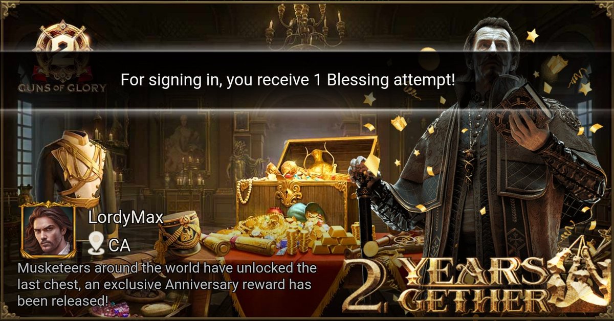 MaxleBill's tweet image. [Hot Event] Celebrate 2nd Anniversary with Guns of Glory! gog-news.kingsgroupgames.com/api/gog2ths/th…