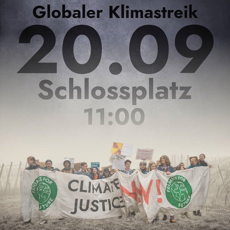 Am 20.09. ist der nächste globale Klimastreik. Wir werden an diesem Tag zusammen mit ⁦@fff_erlangen⁩ in Erlangen am Schlossplatz demonstrieren. Es ist wichtig das viele von euch kommen, weil in der Woche darauf die Klimakonferenz der Vereinten Nationen stattfindet.