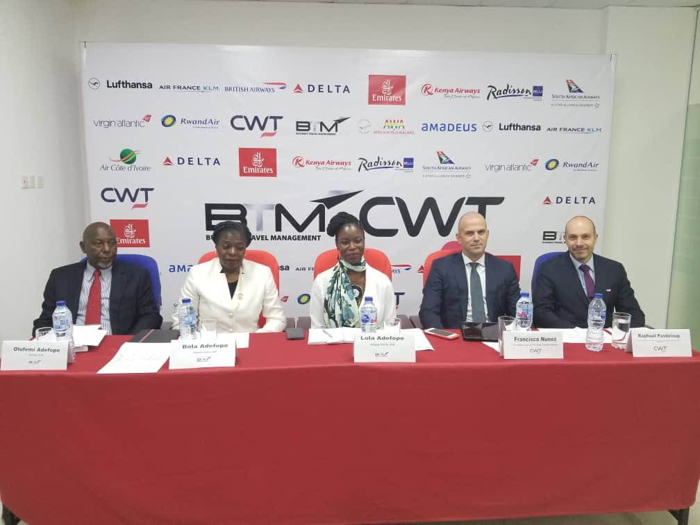 rpasdeloup's tweet photo. No better way to start the day...press conference in Lagos for the launch of our new partnership in Nigeria with BTM @my_CWT @FNunez_ @AlalaFlo https://t.co/FFUdR5AWCP