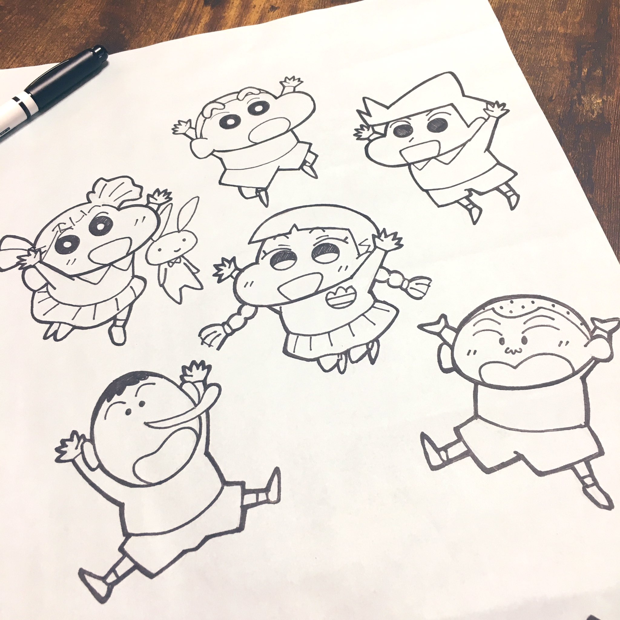Genjimaru さっきまで娘が保育園で使うイラストを描いてました トレスしてないよ ちなみに真ん中の子は娘をイメージして描きました 春日部防衛隊ファイヤー T Co 6ymiuydeki Twitter
