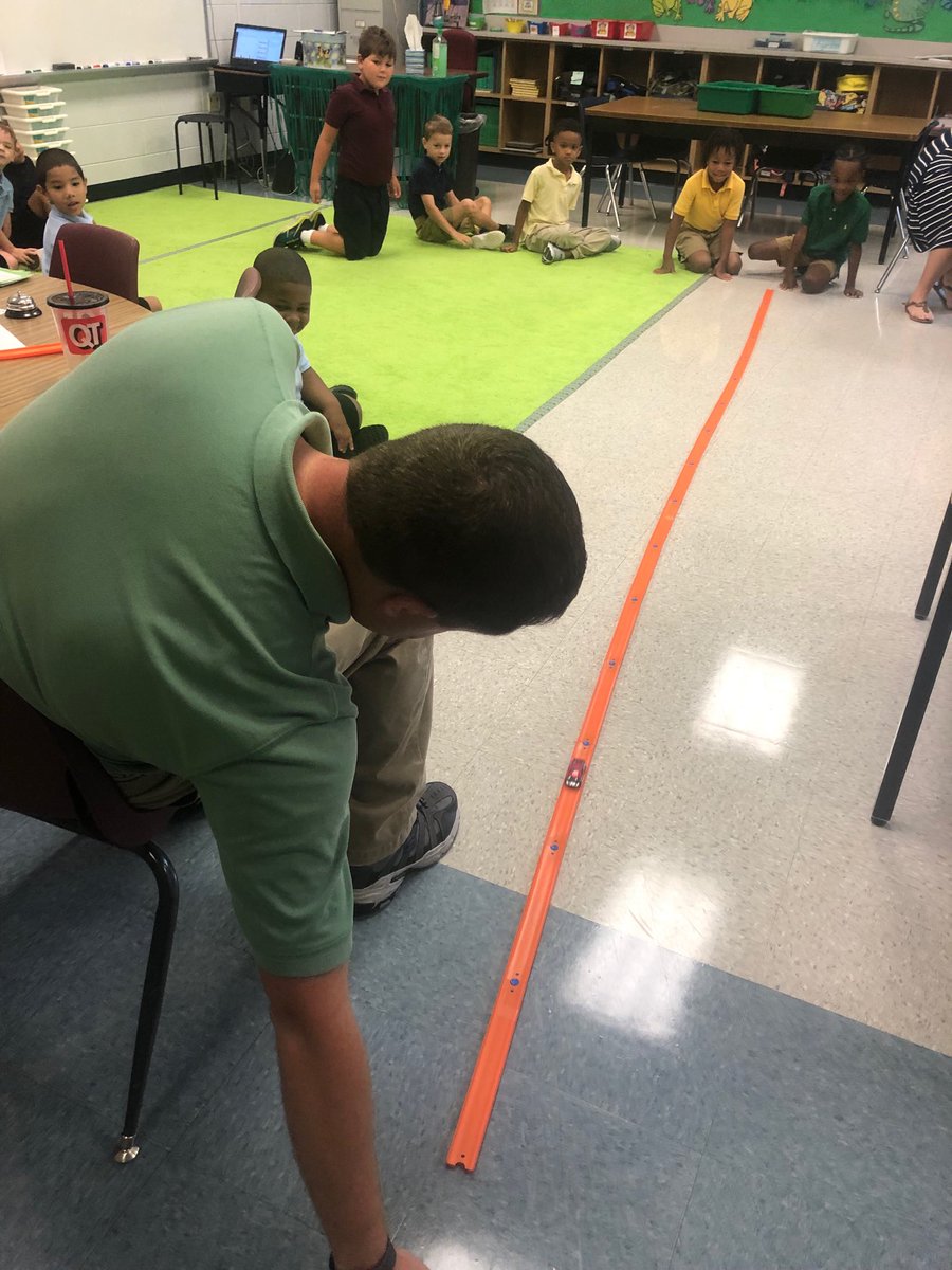 We talk about force and experience force in action in our First Grade classrooms...

⁦@ForestParkElem2⁩ in ⁦<a href="/KCS_NC/">Kannapolis City Schools</a>⁩ 

As the track gets longer the amount of force it takes to stop in the last section is greater.