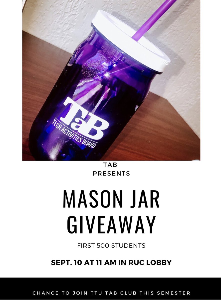 tntechtab's tweet photo. ‼️‼️TODAY‼️‼️ these will go quick TTU, so make sure to come by and get one during dead hour #TABTuesday https://t.co/fpYD6IZP6x