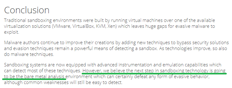 joe4security's tweet image. Great article of @McAfee_Labs on the evolution of #malware #sandbox evasion tactics (buff.ly/2LL7kxt). Summary: the future of sandboxing will be the bare metal analysis environment. Joe Sandbox supports this since 2015! Check it out: buff.ly/2ZPodAN #DFIR