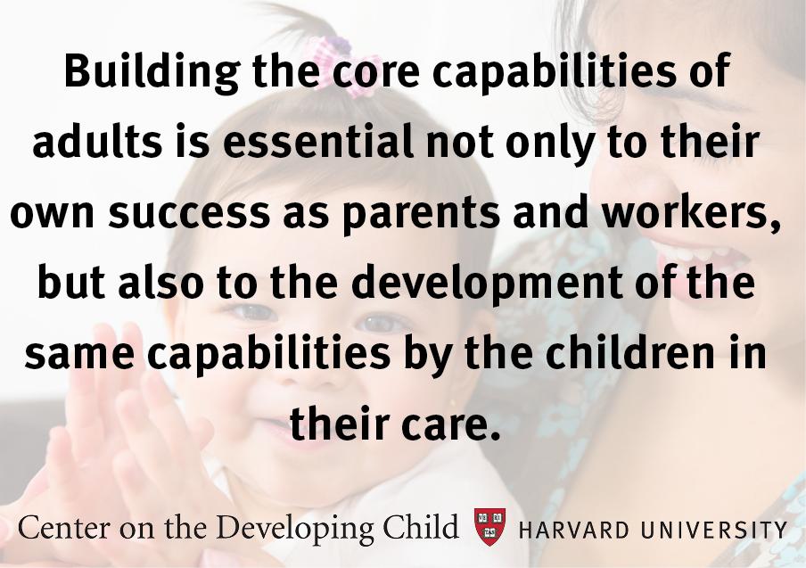 HarvardCenter's tweet photo. What changes can we make to programs &amp; services that will create a less stress-inducing environment for people whose core capabilities are challenged? What can we do to help adults who have faced adverse conditions build these core life skills? https://t.co/vsoXvnUmIN https://t.co/jtAGRUW77e
