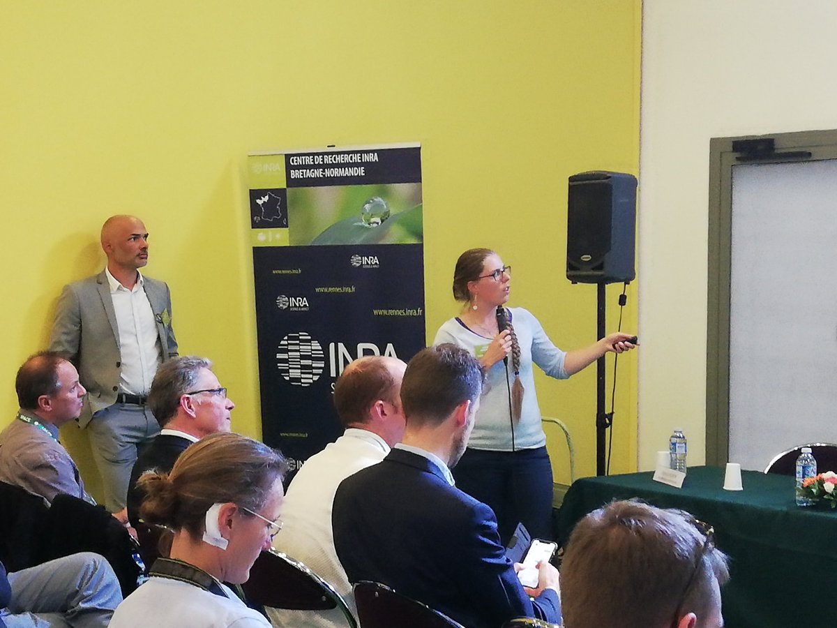INRAE_BzhNdie's tweet photo. [#EnDirect #Space2019 🔴] Projet #PROLEVAL : la conférence se poursuit sur l'efficacité des #protéagineux chez les #ruminants avec Soleveig  Mendowski @Inra_ARA et Guillaume Chesneau @Valorex_
👉 #lesrdvdelinra https://t.co/iMiSlqk6YQ