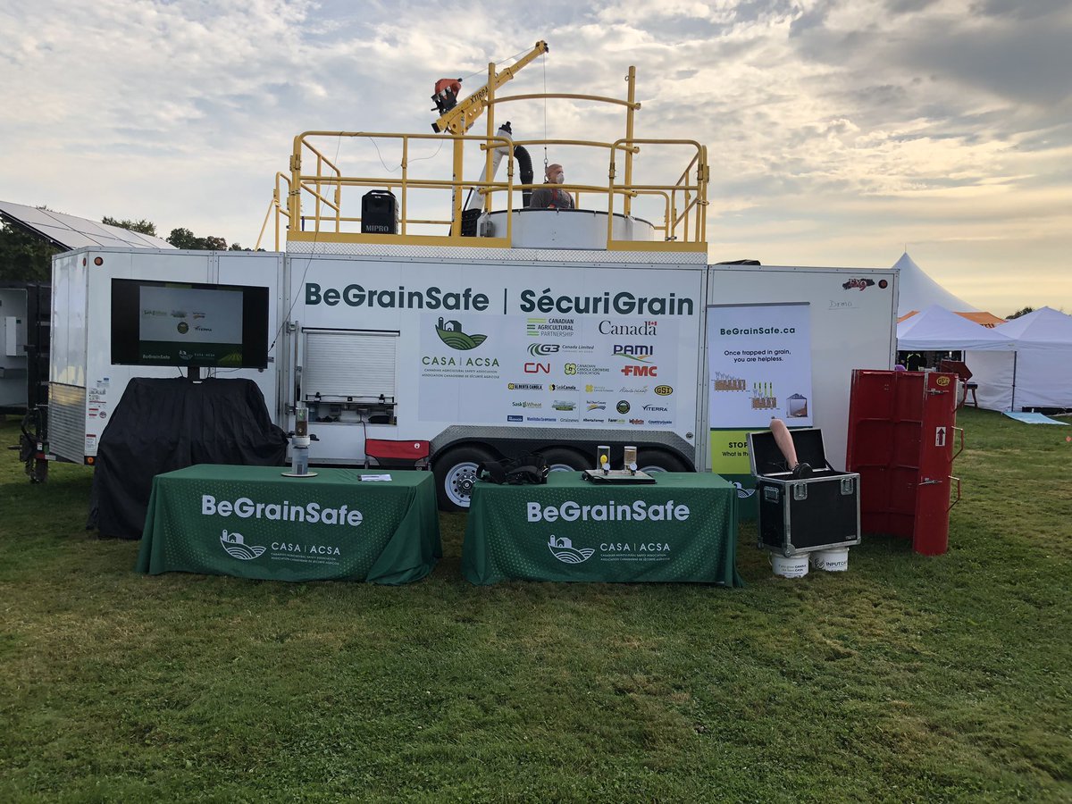 #BeGrainSafe #CASA Setup and ready to talk grain safety at the #Outdoorfarmshow in Woodstock ON.