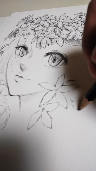 描き描き。

#イラスト #オリジナルイラスト #鉛筆画 #線画 #drawing #pencildrawing #花言葉 #languageofflowers https://t.co/YL8zruL5KB 