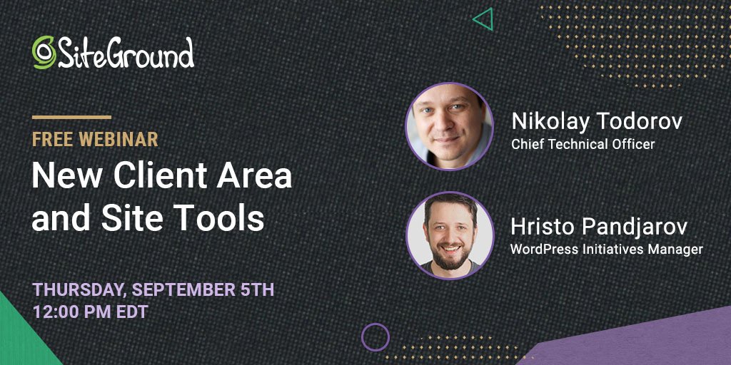 SiteGround's tweet image. Missed our webinar on the new Client Area and Site Tools? Watch it on our blog and learn about the benefits of the new interfaces and how they make managing websites easier. We&apos;ve also included answers to the questions attendees asked during the webinar: siteground.com/blog/webinar-a…