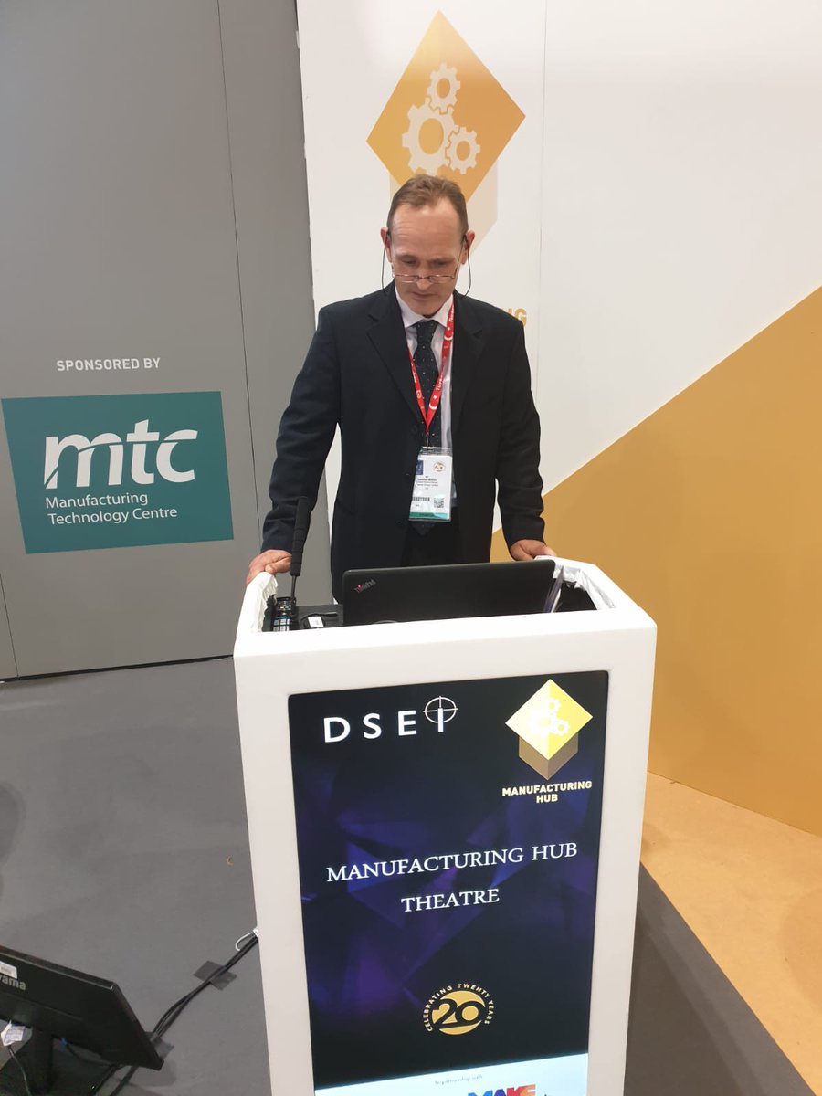 spec_mass's tweet photo. Our Europen Relations Manager, Damon Moran delivered a speech at #dsei2019 @DSEI_event today on Evolution of SME engagement withing the Security Environment in the Manufacturing Hub Theatre. 
Our Stand is MH13 come say Hello.
#Security #environment #manufacturing #EngineeringUK https://t.co/bdO98gE5cz