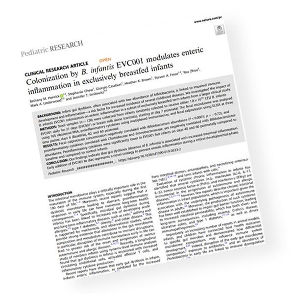 We’re on a roll! Another groundbreaking paper from <a href="/UCDavisHealth/">UC Davis Health</a> and #EvolveBio, out today in <a href="/Ped_Research/">Pediatric Research</a>, showing dramatic reduction in intestinal inflammation in breastfed infants fed B. infantis EVC001. @UCDavis #EvivoHealth 
go.nature.com/2lKRObk